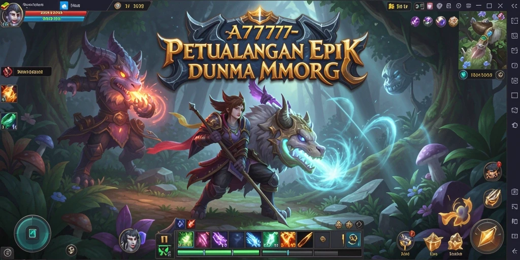 Tampilan gameplay seru A7777 dengan pertarungan MMORPG yang mendebarkan.