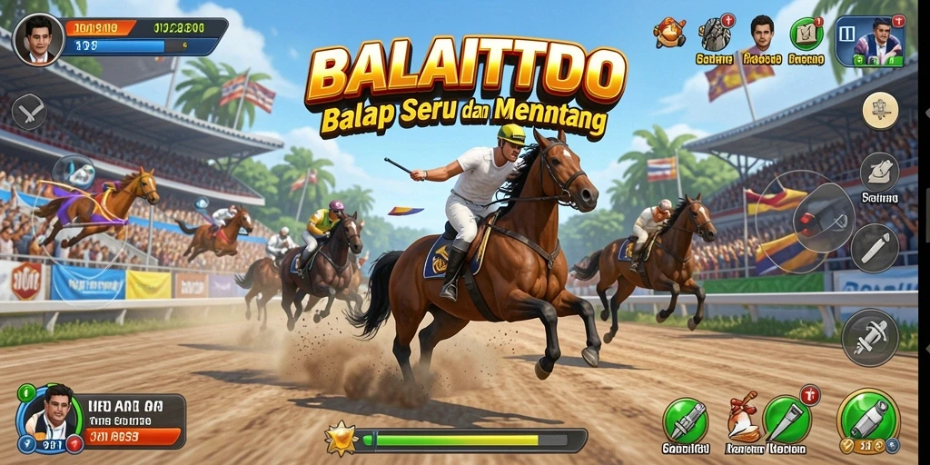 Tangkapan layar gameplay BALAITOTO yang menunjukkan aksi balapan seru.