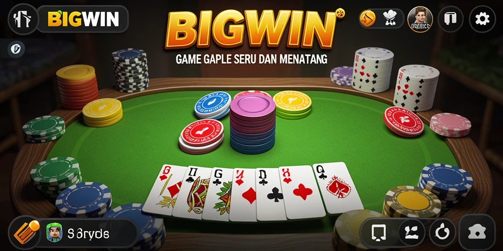 Tampilan gameplay Gaple yang seru dan interaktif di BIGWIN.