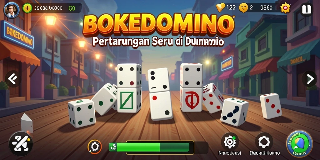 Tampilan permainan BOKEDOMINO dengan aksi pertarungan yang seru.