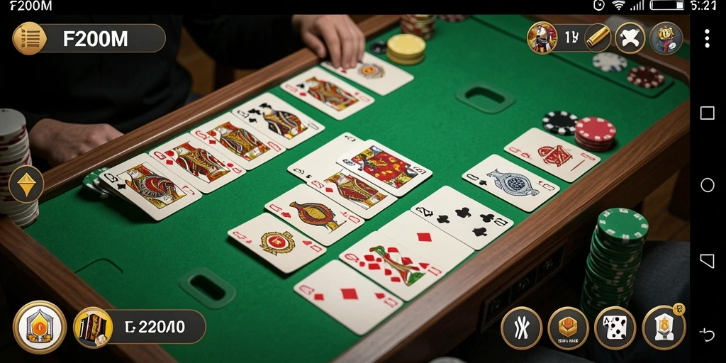 Screenshot gameplay F200M menampilkan keseruan permainan Gaple.