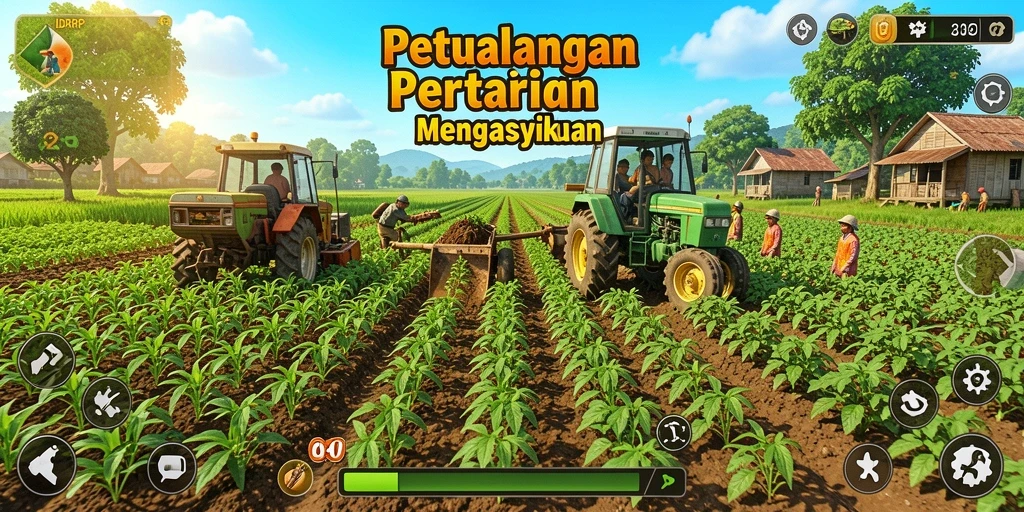 Screenshot dari gameplay IDRRP menunjukkan proses pertanian yang seru.