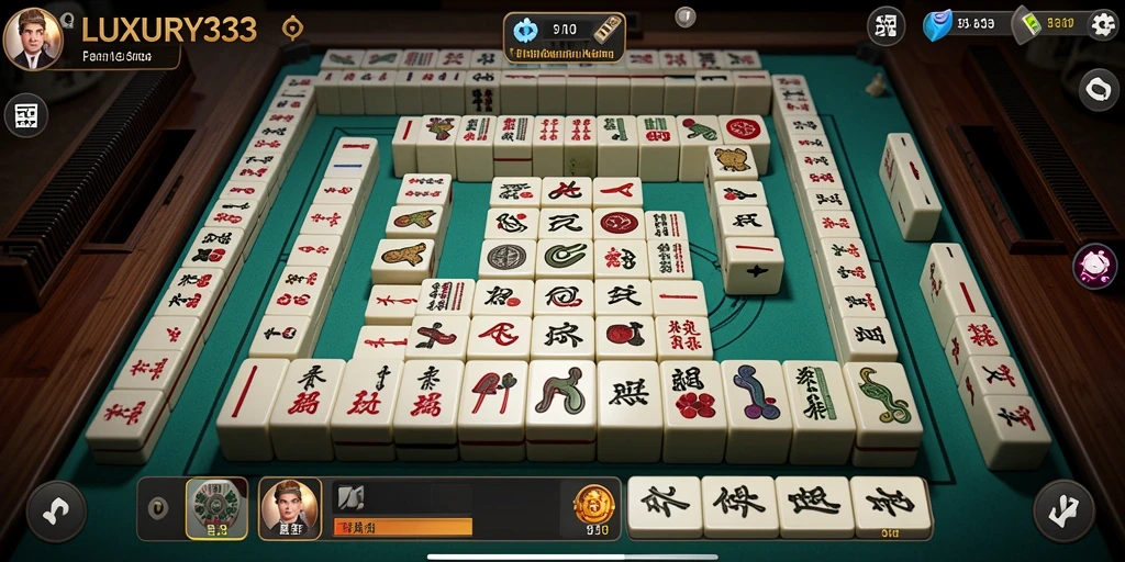 Screenshot LUXURY333 menunjukkan gameplay Mahjong yang menarik dan menantang.