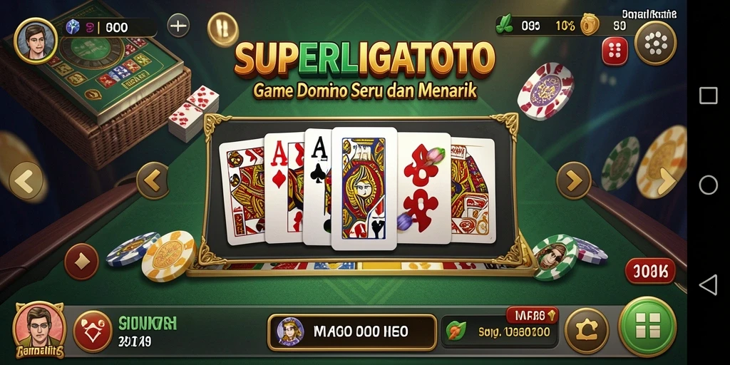 Tampilan gameplay seru dari SUPERLIGATOTO dengan aksi Domino yang mendebarkan.